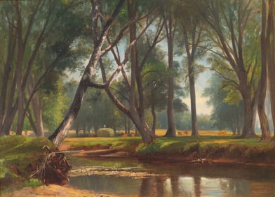 Benjamin Champney (Am. 1817-1907), Artists' Brook, New Hampshire, Oil on canvas, framed