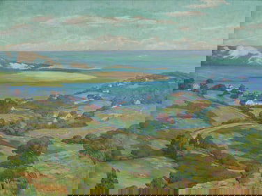 Nan Sheets (Am. 1885-1976), View of Gloucester, Oil on canvas, framed