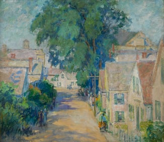 Pauline Palmer (Am. 1867-1938), Tree-Lined Streets, Provincetown, Oil on board, framed