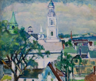 Nancy Maybin Ferguson (Am. 1872-1967), View of Provincetown, Oil on board, framed
