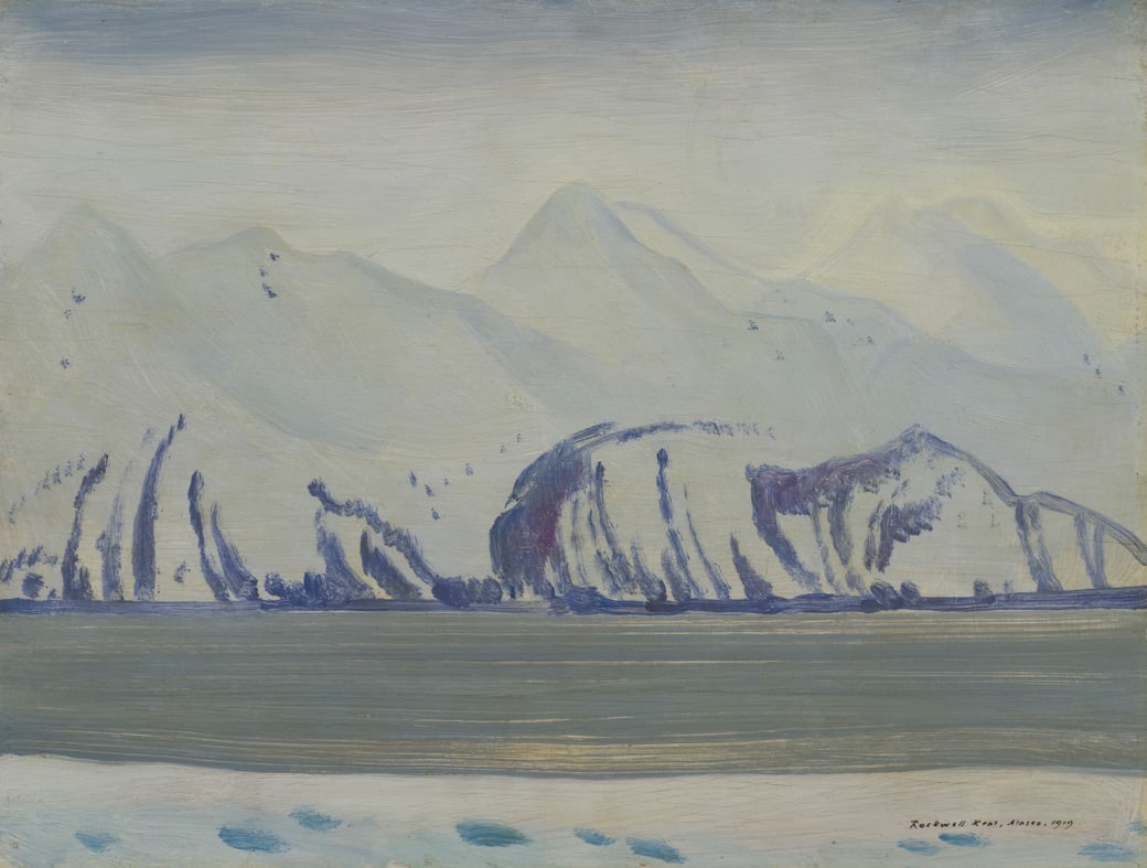 Rockwell Kent (Am. 1882-1971), Alaska, 1919, Oil on wood panel, framed in original Max Kuehne frame: Rockwell Kent (Am. 1882-1971) Alaska, 1919 Oil on wood panel, framed in original Max Kuehne frame Signed, titled and dated l.r., Vose Galleries label verso 12" x 15 7/8" actual, 17 3/8" x 21