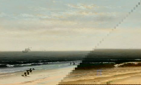 Wesley Webber (Am. 1841-1914), On the Beach, Oil on canvas, framed