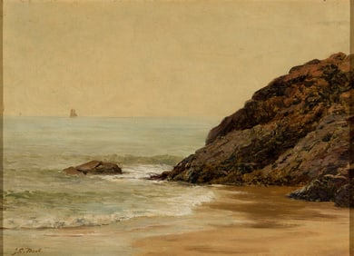 James Craig Nicoll (Am. 1846-1918), Gentle Waves, Oil on board, framed