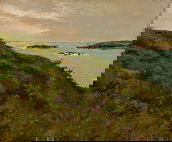 Ben Foster (Am. 1852-1926), Maine Coast, Oil on canvas, framed