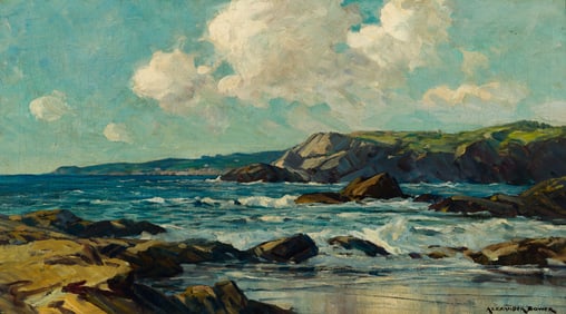 Alexander Bower (Am. 1875-1952), Cape Elizabeth Shore, Oil on canvas, framed