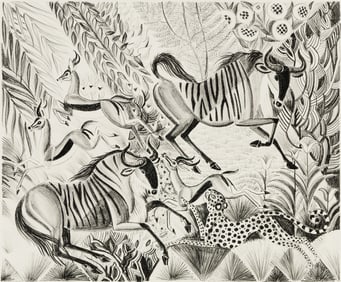 Dahlov Ipcar (Am. 1917-2017), "Silver Nyika", Lithograph, framed under glass