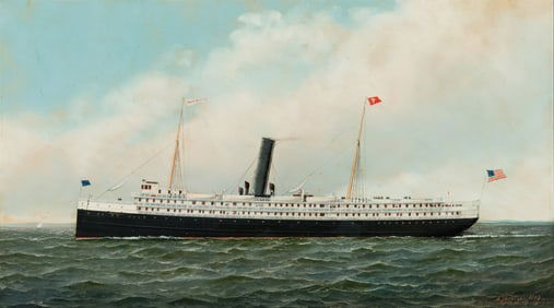 Antonio Jacobsen (Am./Danish 1850-1921), Portrait of the American Steamship "John English" 1897, Oil