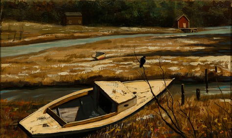 Stephen Etnier (Am. 1903-1984), "Near Freeport" 1965, Oil on linen, framed