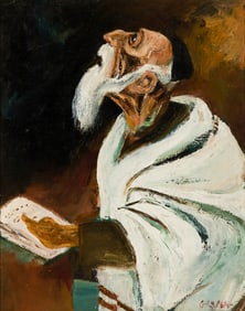 William Gropper (Am. 1897-1977), "De Profundeur" (Rabbi) 1945, Oil on canvas, framed