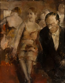 Grigory Gluckmann (Rus. 1898-1973), Nightclub, Paris 1929, Oil on panel, framed