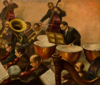Guy Pène du Bois (Am. 1884-1958), Orchestra, Oil on canvas, framed