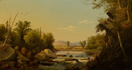 Charles Frederick Kimball (Am. 1831-1903), Presumpscot Falls, Near Portland, Oil on canvas, framed