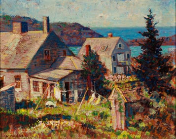 Vivien Milner Akers (Am. 1886-1966), "Mrs Winnepaws Clothesline" Monhegan Island, Maine, 1942-43,