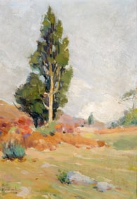 Mabel May Woodward (Am. 1877-1945), Lone Tree, Oil on board, framed