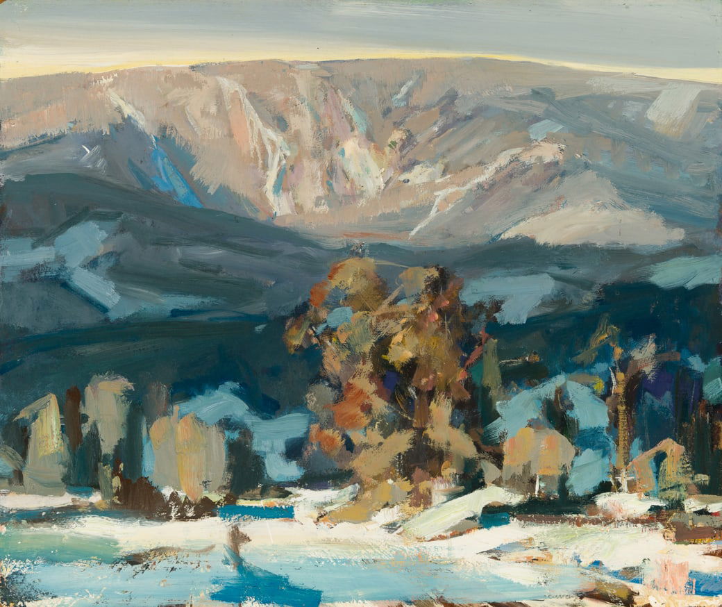 Jay Connaway (Am. 1893-1970), "Winter Mountain North Sunderland", Oil on masonite, framed (1 of 6)
