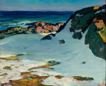 Joseph Davol (Am. 1864-1923), Ogunquit Coast, 1915, Oil on board, framed
