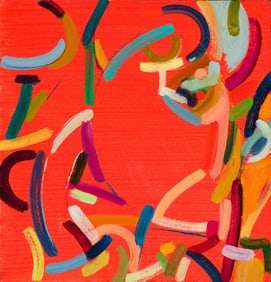 Ed Douglas (Am. b. 1935), "Red Pile" 1980, Acrylic on panel, framed