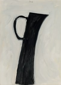 Harold Garde (Am. 1923-2022), Black Pitcher, Acrylic on paper, framed