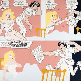 Al Capp (Am. 1909-1979), Our Honeymoon Night, 1933, Oil on canvas laid to panel, unframed