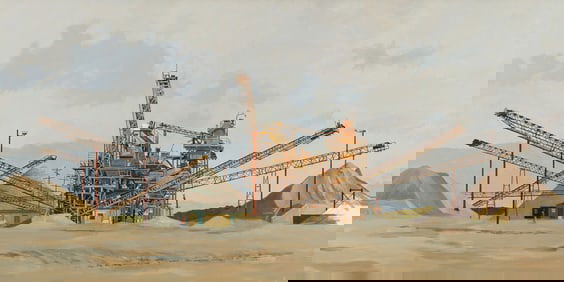 Robert Solotaire (Am. 1930-2008), Stone Quarry, Oil on canvas laid to panel, framed