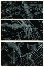 Yvonne Jacquette (Am. 1934-2023), "Aerial Rotation" 1994, Woodcut, framed under glass