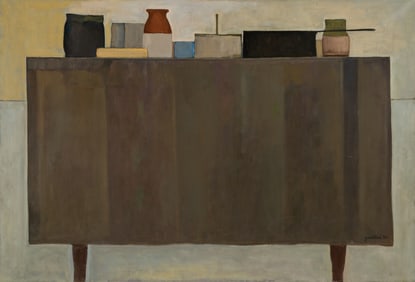 Joseph Gualtieri (Am. 1916-2015), Table with Dishes, 1998, Oil on canvas, unframed
