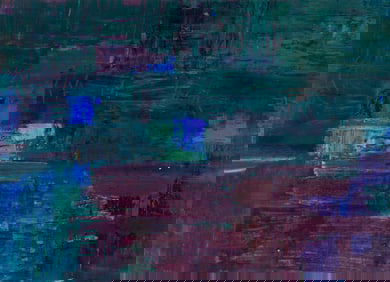 Morris Shulman (Am. 1912-1978), Violet Horizon, Casein on paper, framed under glass