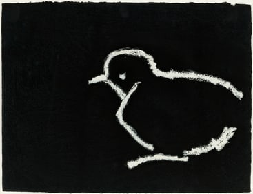 Edwin Gamble (Am. 1922-2006), Baby Gull, Oil pastel on handmade paper, framed under glass