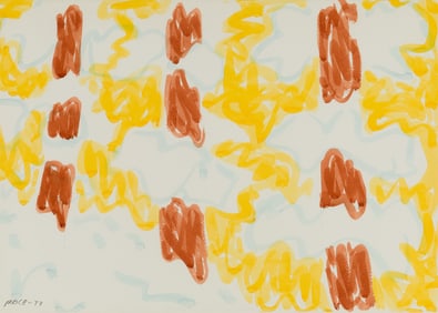 Stephen Pace (Am. 1918-2010), Abstraction in Red and Yellow, 1977, Watercolor on paper, framed under