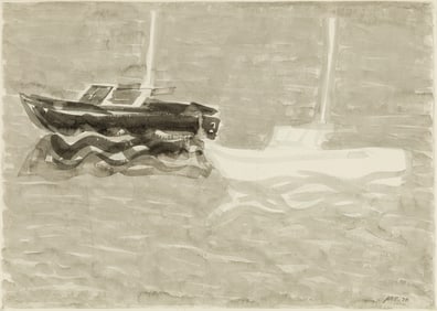Stephen Pace (Am. 1918-2010), Two Boats, 1976, Watercolor on paper, framed under glass