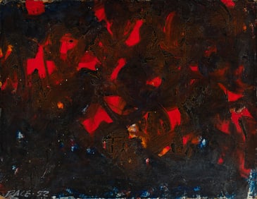 Stephen Pace (Am. 1918-2010), Abstraction in Red and Black, 1952, Oil on canvas, framed
