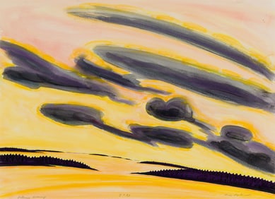 Eric Hopkins (Am. b. 1951), "Intense Evening" 1993, Watercolor on paper, framed under glass