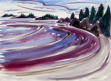 Eric Hopkins (Am. b. 1951), "Cove Currents", Watercolor on paper, framed under glass