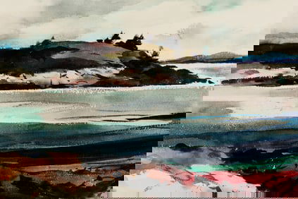 Andrew Wyeth (Am. 1917-2009), "Port Clyde, Maine" 1938, Watercolor on paper, framed under glass