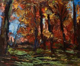 Joaquín Clausell (Mexican 1866-1935), Woodland Path, Oil on linen, framed