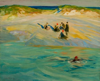 Charles Herbert Woodbury (Am. 1864-1940), Our Group, Oil on canvas, framed