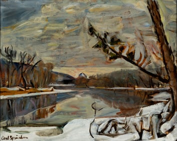 Carl Sprinchorn (Am. 1887-1971), Winter Day, 1944, Oil on canvasboard, framed
