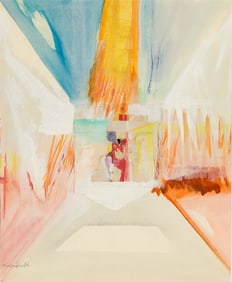 Frances Kornbluth (Am. 1920-2014), Untitled, Watercolor and collage on paper, framed under glass