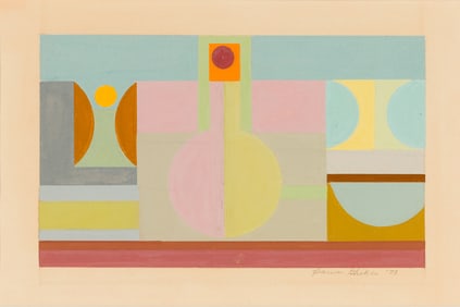 Panos Ghikas (Greek/Am. 1917-2012), Still Life, 1973, Gouache on paper, framed under glass