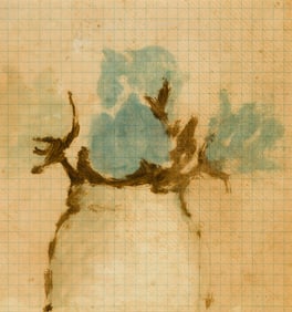 Robert Kulicke (Am. 1924-2007), Flowers on Graph Paper, Watercolor on paper, framed under glass