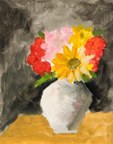 Robert Kulicke (Am. 1924-2007), Red, Yellow and Pink Flowers, Watercolor on paper, framed under