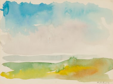 Robert Kulicke (Am. 1924-2007), Landscape with Ocean View, 1959, Watercolor on paper, framed under