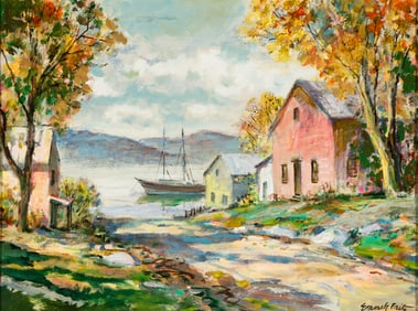 Emmett Fritz (Am. 1917-1995), Wiscasset, Maine, Oil on canvasboard, framed