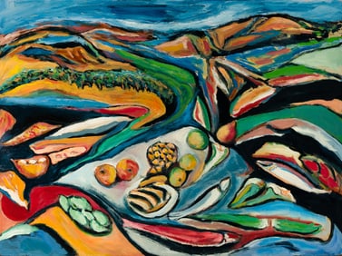 Arthur DiMambro (Am. 1928-2016), Picnic in the Mountains, 2015, Oil on masonite, unframed