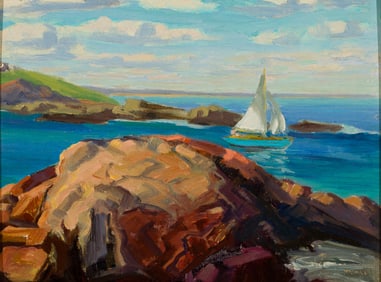 George L. Morris (Am. 1890-1983), "Entrance to Perkins Cove, Ogunquit, Maine", Oil on