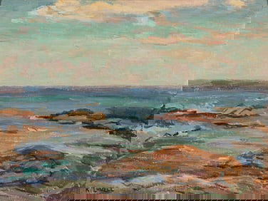 Katherine Lovell (Am. 1877-1965), Ogunquit View, 1942, Oil on canvasboard, framed