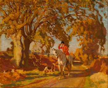 Algernon Talmage (Br. 1871-1939), "Fox Hunt", Oil on canvas, framed