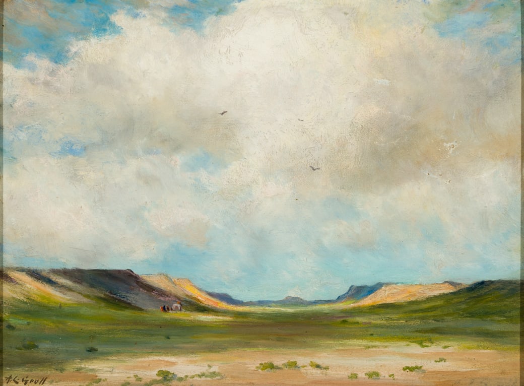 Albert Lorey Groll (Am. 1866-1952), Arizona Desert, Oil on board, framed (1 of 6)