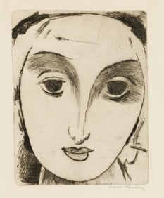 Walt Kuhn (Am. 1877-1949), Portrait, Etching, framed under glass