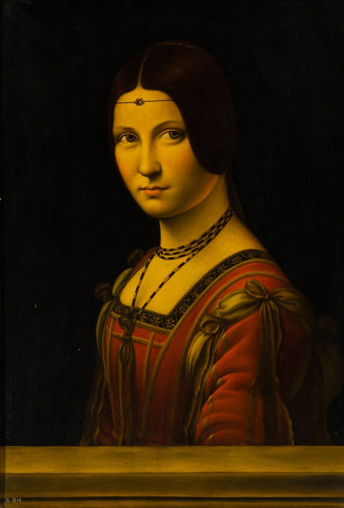 After Leonardo Da Vinci, Portrait of La Belle Ferroniere "Lucrezia Cavelli" 1937, Oil on (1 of 6)